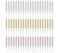Nuanchu 60 Pcs Gold Silver Rose Gold Spiral Birthday Candles, Metallic Cake | Twisted Design with Holders for Cakes Cupcakes, Metallic Finish, Birthday Wedding Party Decorations, Bulk Pack Celebrations