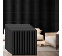 Nuanchu 90 Pcs 3D Slat Wall Panels 12 x 12 Inch PVC Fluted Textured Panel Cuttable Glue up Wall Art Decorative Tiles for Ceiling Studio Bathroom Interior TV Background (Black)