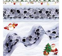 Nuanchu Christmas Village Accessories 3.5 x 118 Inch Cobblestone Village Roads and Streets Mat Cuttable Snow Brick Mat for DIY Miniature Little Landscape Home Garden Dollhouse Display Decor