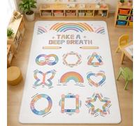 Nuanchu Classroom Rugs, Mental Health Carpet, Classroom Elementary Floor Mat Anti-Skid for School & Learning Area, Student Playroom Decor, 3 x 5ft(Take A Deep Breath)