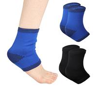 Nuanchu Kids Ankle Sleeve Socks, Kids Ankle Compression Socks Elastic Ankle Compression Sleeve Sports Ankle Socks for 5-12 Years Boys and Girls (Blue, Black,2 Pairs)