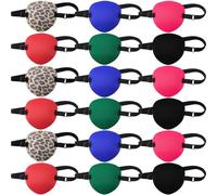 Nuanchu Pirate Eye Patch for Adults Pirate Captain Costume Black Eyepatch Bulk Adjustable for Cosplay Party Accessory(Multi Color,18 Pcs)