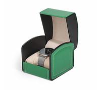 NuAngela PU Leather Watch Box, Single Display Luxury Storage Case For Wristwatches and Smart Watches, Holder With Pillow, Jewelry Bearer Gift Case For Women/Men, Birthday Day Gift Box (Green)