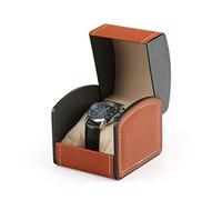 NuAngela PU Leather Watch Box, Single Display Luxury Storage Case For Wristwatches and Smart Watches, Holder With Pillow, Jewelry Bearer Gift Case For Women/Men, Birthday Day Gift Box (Brown)
