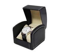 NuAngela PU Leather Watch Box, Single Display Luxury Storage Case For Wristwatches and Smart Watches, Holder With Pillow, Jewelry Bearer Gift Case For Women/Men, Birthday Day Gift Box (Black)