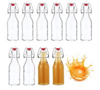 Nuangoo Pack of 10 250 ml Glass Bottles for Filling, Small Bottles for Filling, Reusable Bottles for Self-Filling, for Juice, Oil & Vinegar
