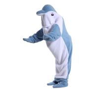 NUANHOM Dolphin Blanket Hoodie Onesie Adult,Wearable Dolphin Blanket,Soft Cozy Dolphin Sleeping Bag,Cosplay Dolphin Onesie Costume