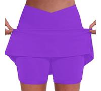 Nuaoxyeu 1 Pound Items Skirts for Women Tennis Skirt with Shorts and Pocket High Waist Cross Over Yoga Skort Basic Sports Dress Mini Skirt Lightweight Black Skort