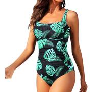 Nuaoxyeu 1 Pound Items Swimming Costume Women Tummy Control Push Up Square Neck One Piece Swimsuits Solid Color Pleated Suspender Fashionable Swimwear Sexy Curve Bathing
