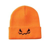 Nuaoxyeu 5 Pound Items Women's Hats and Caps Unisex Knitted Hat Halloween Pumpkin Embroidery Funny Wool Pullover Hat Skiing Accessories Ladies Hats Mens Beanie Hat Gifts Under 2 Pounds Orange