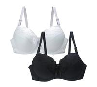 Nuaoxyeu Big Deal Days 2Pcs Bras for Women Plus Size Non Wired Lace Bras Push Up Bralettes Seamless V Neck Crop Tops Adjustable Spaghetti Straps Cheap Gifts Under 5 Pounds