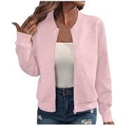 Nuaoxyeu Bomber Jackets for Women Zip Up Sweatshirt Casual Lightweight No Hood Flight Jacket Solid Long Sleeve Transition Tops Fashion My Orders Deals of The Day