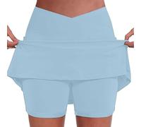 Nuaoxyeu Cancel My Order Skirts for Women Tennis Skirt with Shorts and Pocket High Waist Cross Over Yoga Skort Basic Sports Dress Mini Skirt Lightweight mini Skirt