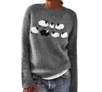 Nuaoxyeu Cheap Stuff Under 1 Pound Fairisle Jumper Women Autumn Winter Knitting Jumpers Isle Print Jacquard Sweater Tops Loose Fit Crew Neck Sweatshirt Deal of The Day Today Sale