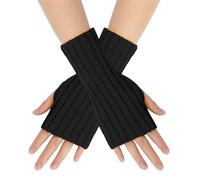 Nuaoxyeu Cheap Stuff Under 1 Pound Thermal Gloves Women Cold Weather Insulated Solid Color Multicolor Wool Short Striped Knit Half Finger Gloves Gloves Sale Clearance