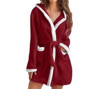 Nuaoxyeu Christmas Presents Top Selling Items Towelling Bath Robes for Women Winter Fleece Dressing Gown Short Length Sleepwear Soft Long Sleeve Lounge Wear Items Under 3 Pounds
