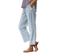 Nuaoxyeu Cropped Linen Trousers Linen Trousers Womens Summer Pants with Pockets Casual Lightweight Loose Fit Palazzo Pants Striped Baggy Lounge Bottoms Wide Leg Jogger Todays Offers Special Deals
