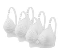 Nuaoxyeu Deals of The Day 3 Pack Bras for Women Non Wired V Neck Bras Adjustable Strap Bralette Back Fastening Stretchy Tank Tops Cozy Breathable Push Up Under 10 pounds