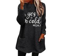 Nuaoxyeu Festival Outfit Women Women's Yes I'm Cold Me 24:7 Printed Hoodless Fleece Hoodie Christmas Dresses for Women Plus Size Tops for Eighteen Days In October Black