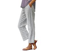 Nuaoxyeu Harem Pants Linen Trousers Womens Summer Pants with Pockets Casual Lightweight Loose Fit Palazzo Striped Baggy Lounge Bottoms Wide Leg Jogger Todays Offers Special Deals Prime Deals