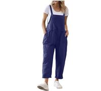 Nuaoxyeu Holiday Essentials My Order Women's Dungarees Loose Casual Sleeveless Overall Baggy Long Jumpsuit Fashion Oversized Bib Pants Square Neck Wide Leg Playsuit with Pocket Holiday Beach