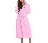 Nuaoxyeu Items Under 1 Pound Dressing Gowns for Women UK Fluffy Hooded Robe Fleece Full Length Bath Robe Plus Size Dressing Gown Winter Cozy My Order