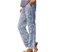 Nuaoxyeu Ladies Pants Linen Trousers Womens Summer Pants with Pockets Casual Lightweight Loose Fit Palazzo Striped Baggy Lounge Bottoms Wide Leg Jogger Lightning Deals of The Day Today Sale