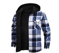 Nuaoxyeu leather jacket Fleece Jacket Mens Button Down Winter Hooded Checked Lumberjack with Pockets Thick Outdoor Fleece Lined Hoodies Soft Warm Long Sleeve casual jackets for men uk