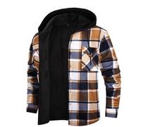 Nuaoxyeu leather jackets for men uk Fleece Jacket Mens Button Down Winter Hooded Checked Lumberjack with Pockets Thick Outdoor Fleece Lined Hoodies Soft Warm Long Sleeve mens waxed jacket