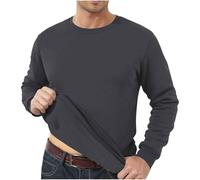 Nuaoxyeu Lightning Deals of The Day Prime Mens Sweatshirts Fleece Lined Jumpers Winter Crew Neck Jumpers Casual Solid Color Pullover Tops Warm Long Sleeve T Shirt Things For 1 Pound