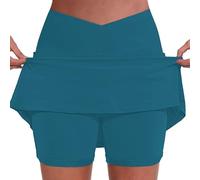 Nuaoxyeu Lightning Deals of The Day Skirts for Women Tennis Skirt with Shorts and Pocket High Waist Cross Over Yoga Skort Basic Sports Dress Mini Skirt Lightweight Pink Skirt