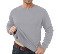 Nuaoxyeu Lightning Deals of The Day Today Sale Mens Sweatshirts Fleece Lined Jumpers Winter Crew Neck Jumpers Casual Solid Color Pullover Tops Warm Long Sleeve T Shirt Items Under 1 Pound