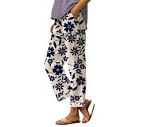 Nuaoxyeu Magic Pants Linen Trousers Womens Summer Pants with Pockets Casual Lightweight Loose Fit Palazzo Striped Baggy Lounge Bottoms Wide Leg Jogger Todays Offers Special Deals