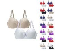 Nuaoxyeu My Order UK Recent 2Pcs Bras for Women Plus Size Non Wired Lace Bras Push Up Bralettes Seamless V Neck Crop Tops Adjustable Spaghetti Straps Items Under 1 Pound