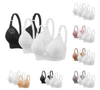 Nuaoxyeu My Orders 3 Pack Bras for Women Non Wired V Neck Bras Adjustable Strap Bralette Back Fastening Stretchy Tank Tops Cozy Breathable Push Up Deal of The Day Today Sale