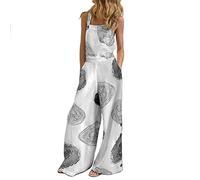 Nuaoxyeu My Orders Deals of The Day Womens Jumpsuits Casual Dot Button Boho Jumpsuit Square Neck Dungarees Loose Summer Overalls Long Wide Leg Rompers Pants Baggy Playsuit with Pocket Holiday