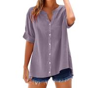 Nuaoxyeu My Orders Placed Recently by Me Women Tops V Neck Stand Collar Short Sleeve Shirts Casual Lightweight Linen Blouse Plus Size Tunic Tops Casual Loose Fit Going Out 1 Pound Items
