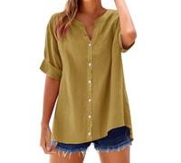 Nuaoxyeu My Orders UK My Recent Orders Women Tops V Neck Stand Collar Short Sleeve Shirts Casual Lightweight Linen Blouse Plus Size Tunic Tops Casual Loose Fit Going Out Under 1 Pound