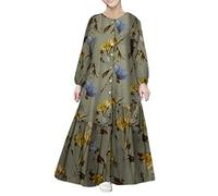 Nuaoxyeu My Orders Womens Muslim Dress Plus Size Cotton Prayer Dress Loose Casual Floral Print Long Maxi Dress Elegant Muslim Abaya Dress Fashion Deal of The Day