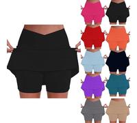 Nuaoxyeu Order Again From My Recent Orders Skirts for Women Tennis Skirt With Shorts And Pocket High Waist Cross Over Yoga Skort Basic Sports Dress Mini Skirt Lightweight satin skirts for women uk