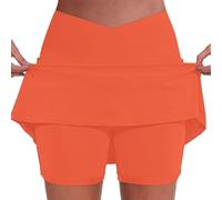 Nuaoxyeu Order Again from My Recent Orders Skirts for Women Tennis Skirt with Shorts and Pocket High Waist Cross Over Yoga Skort Basic Sports Dress Mini Skirt Lightweight Leopard Print Skirt Orange