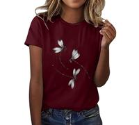 Nuaoxyeu Order Again from My Recent Orders Tshirts Women UK Printed Short Sleeve Shirts Casual Round Neck T Shirts Loose Fit Pullover Baggy Lightweight Soft Summer Clothing t Shirts Women
