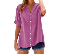 Nuaoxyeu Order Again from My Recent Orders Women Tops V Neck Stand Collar Short Sleeve Shirts Casual Lightweight Linen Blouse Plus Size Tunic Tops Casual Loose Fit Going Out Items Under 2 pounds