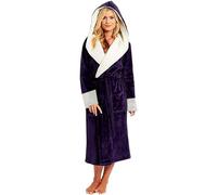 Nuaoxyeu Prime Deals of The Day Black of Friday Dressing Gowns for Women UK Fluffy Hooded Robe Fleece Full Length Bath Robe Plus Size Dressing Gown Winter Cozy Warehouse Clearance Bargains Sale