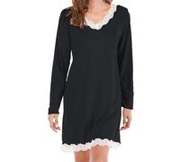 Nuaoxyeu Prime Deals of The Day Black of Friday Nighties for Women Plus Size Long Sleeve Nightdresses Baggy Lace V Neck Nightgowns Casual Loose Fit Sleepwear Top Fashion Pull On muslin squares