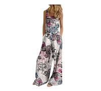 Nuaoxyeu Prime Deals of The Day Prime Sale Womens Jumpsuits Casual Dot Button Boho Jumpsuit Square Neck Dungarees Loose Summer Overalls Long Wide Leg Rompers Pants Baggy Playsuit with Pocket Holiday