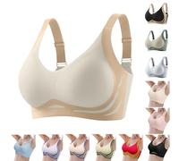 Nuaoxyeu Prime Deals Sports Bras Women Plus Size Adjustable Straps Bra Seamless V Neck Push Up Crop Tops Lightweight Non-Wired Underwear Soft Full Coverage Support