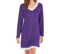 Nuaoxyeu Sale Clearance Outlet Clearance Nighties for Women Plus Size Long Sleeve Nightdresses Baggy Lace V Neck Nightgowns Casual Loose Fit Sleepwear Top Fashion Pull On swaddle up