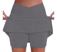 Nuaoxyeu Sale Clearance Skirts for Women Tennis Skirt with Shorts and Pocket High Waist Cross Over Yoga Skort Basic Sports Dress Mini Skirt Lightweight Black mini Skirt