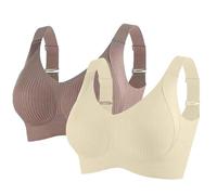 Nuaoxyeu Same Day Delivery Bras for Women 2 Pcs Non Wired Ribbed Seamless Full Cup Bras with Adjustable Straps Push Up Sports Bra Casual Back Fastening Bralettes Solid